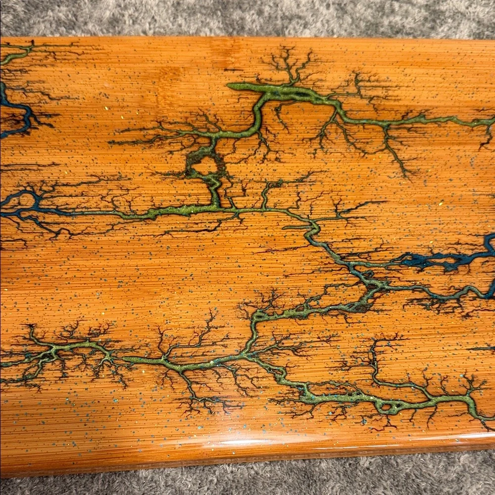 Handcrafted Wood Serving Paddle with Fractal Inlay